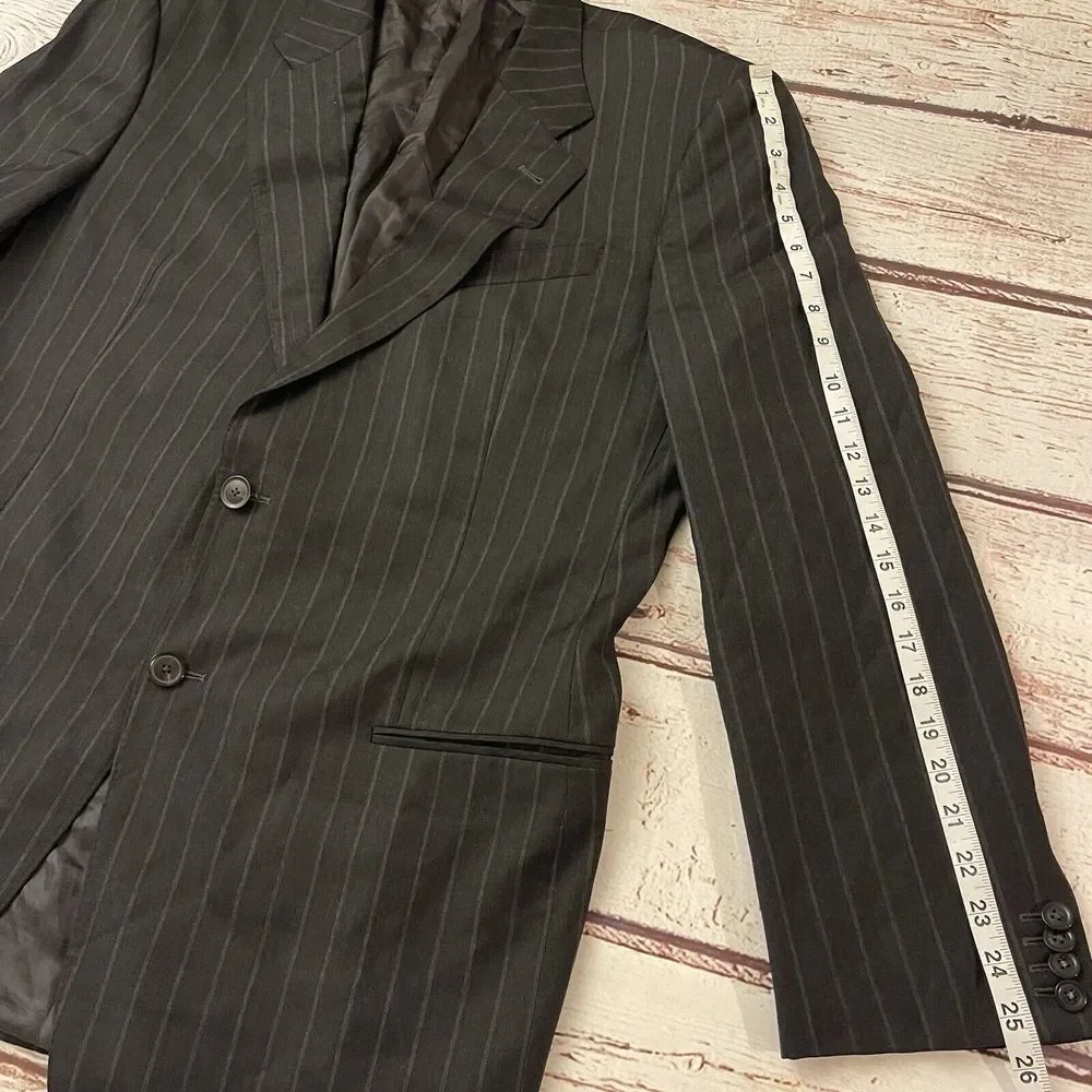 Armani Collezioni Sport Coat 44L Flannel Wool Charcoal‎ Dark Gray 2-Button Italy